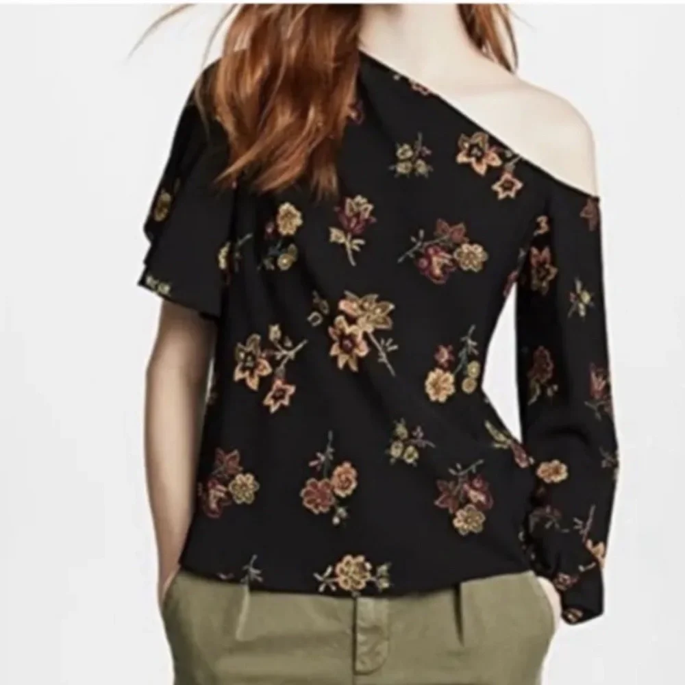 A.L.C. Silk Marissa Asymmetrical Floral Top 0